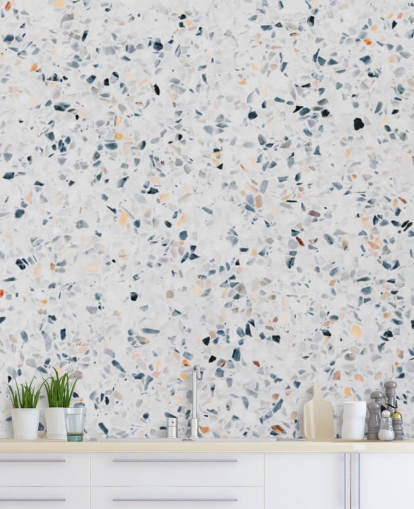 Blå flekkete terrazzo tapet Blå flekkete terrazzo tapet