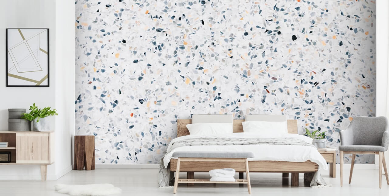 Blå flekkete terrazzo tapet