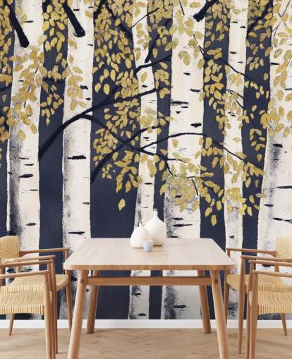 dark indigo and gold birch tree wallpaper dark indigo and gold birch tree wallpaper