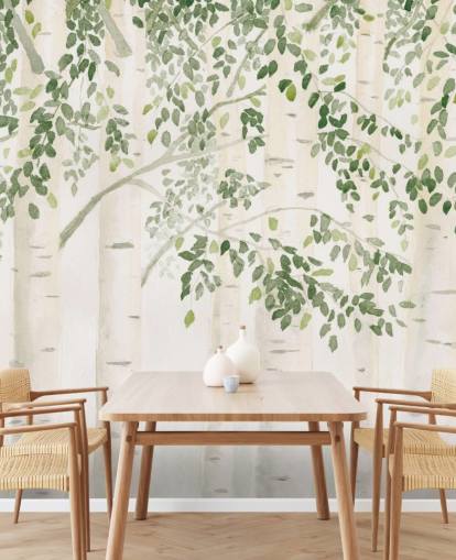 green and white custom birch tree wallpaper mural called Fresh Forest Green by James Wiens for bedrooms green and white custom birch tree wallpaper mural called Fresh Forest Green by James Wiens for bedrooms