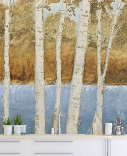 abstrakt innsjø og bjørk tapet abstrakt innsjø og bjørk tapet