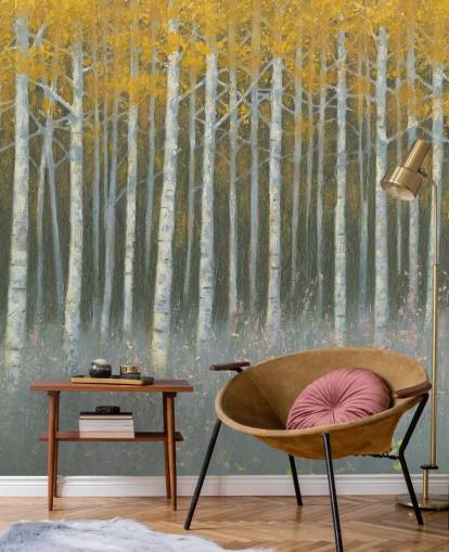 gule blader på bjørketrær tapet gule blader på bjørketrær tapet