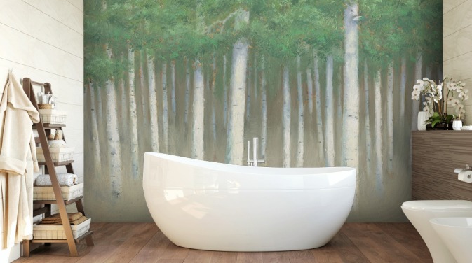 light green birch tree wallpaper