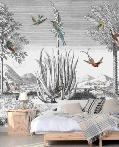 fondo blanco y negro con papel pintado de pájaros de colores fondo blanco y negro con papel pintado de pájaros de colores