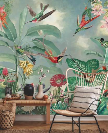 papier peint jungle tropicale et oiseaux papier peint jungle tropicale et oiseaux