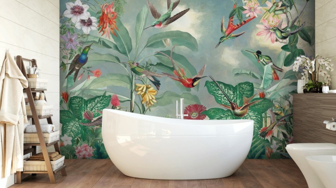 papier peint jungle tropicale et oiseaux