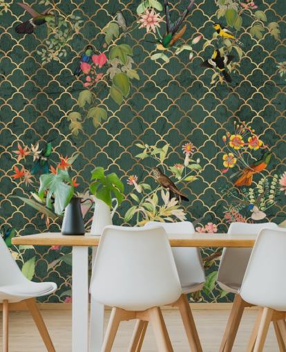 birds on dark green patterned background wallpaper birds on dark green patterned background wallpaper