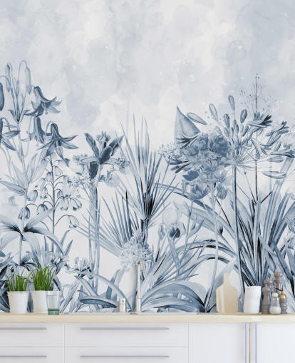 blue botanical wallpaper blue botanical wallpaper