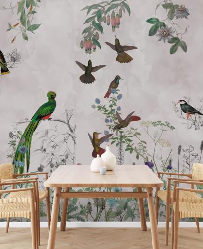 papel de parede de pássaros e plantas papel de parede de pássaros e plantas