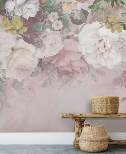 papel pintado flores rosas y blanquecinas papel pintado flores rosas y blanquecinas