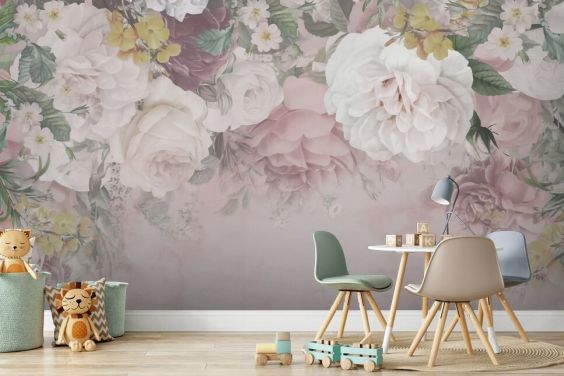 pink og off-white blomster tapet