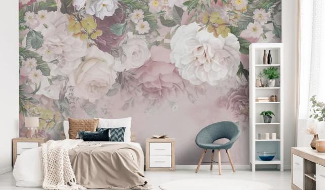 pink and off-white flowers wallpaper