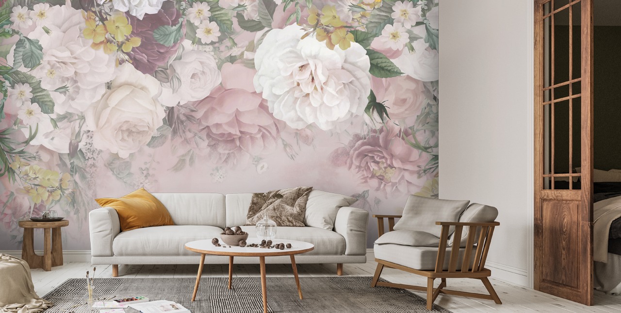 Floral mural store wallpaper