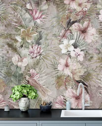 papier peint fleurs et oiseaux tropicaux papier peint fleurs et oiseaux tropicaux