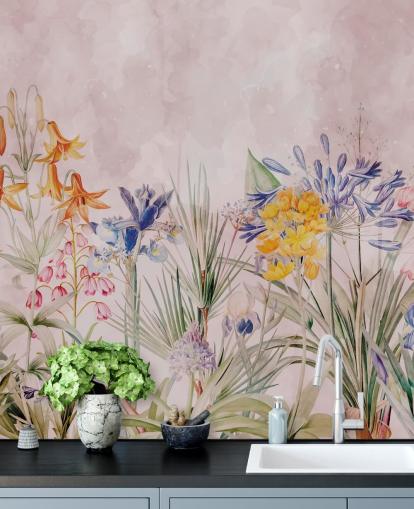 kleurrijke wilde bloemen behang kleurrijke wilde bloemen behang