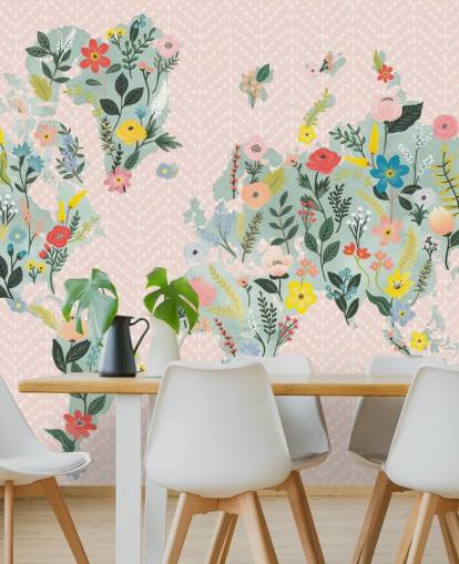light pink floral world map wallpaper light pink floral world map wallpaper
