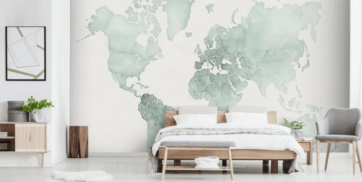 mint toned world map wallpaper
