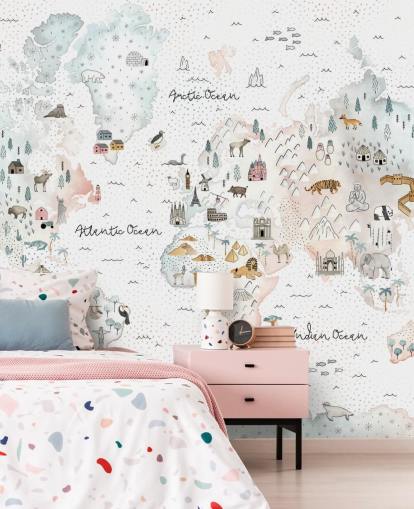 nursery animal world map wallpaper nursery animal world map wallpaper