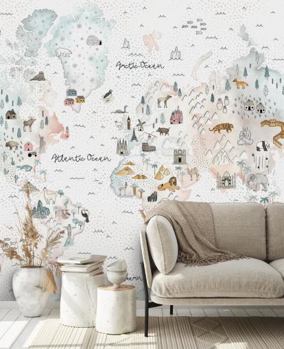 nursery animal world map wallpaper nursery animal world map wallpaper
