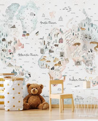 nursery animal world map wallpaper nursery animal world map wallpaper