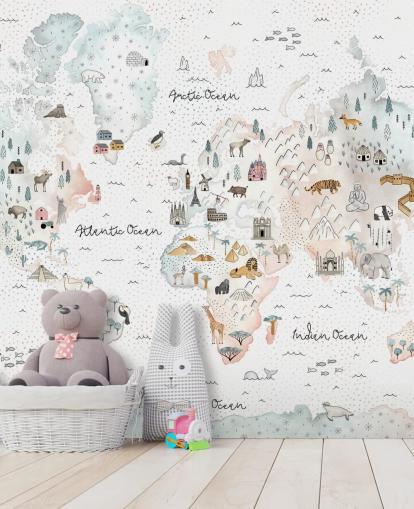 nursery animal world map wallpaper nursery animal world map wallpaper
