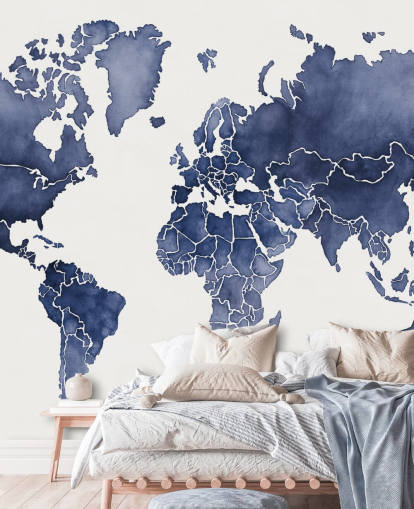 indigo watercolour map wallpaper indigo watercolour map wallpaper