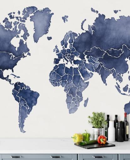 papel de parede mapa aquarela índigo papel de parede mapa aquarela índigo