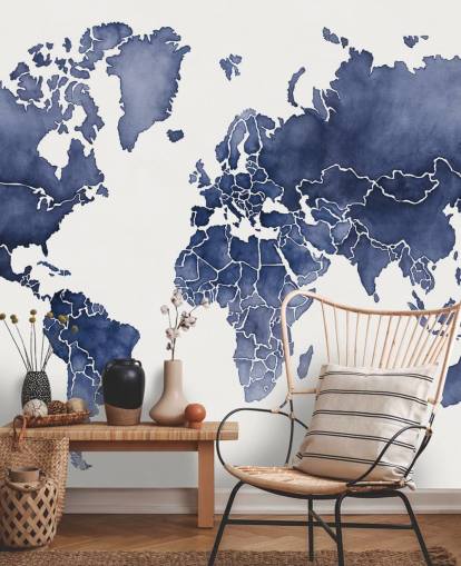 indigo watercolour map wallpaper indigo watercolour map wallpaper