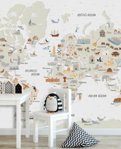 natural toned kids world map wallpaper natural toned kids world map wallpaper