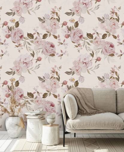 støvede lyserøde blomster tapet støvede lyserøde blomster tapet