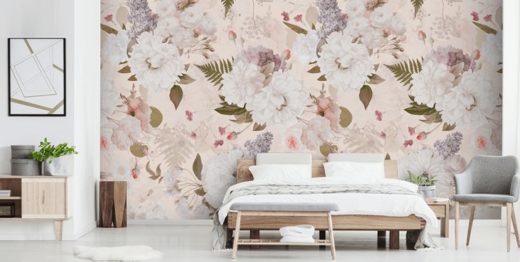 papel de parede floral rosa pastel