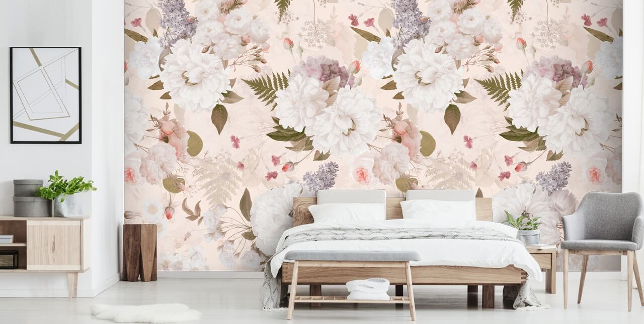 pastell rosa floral tapet