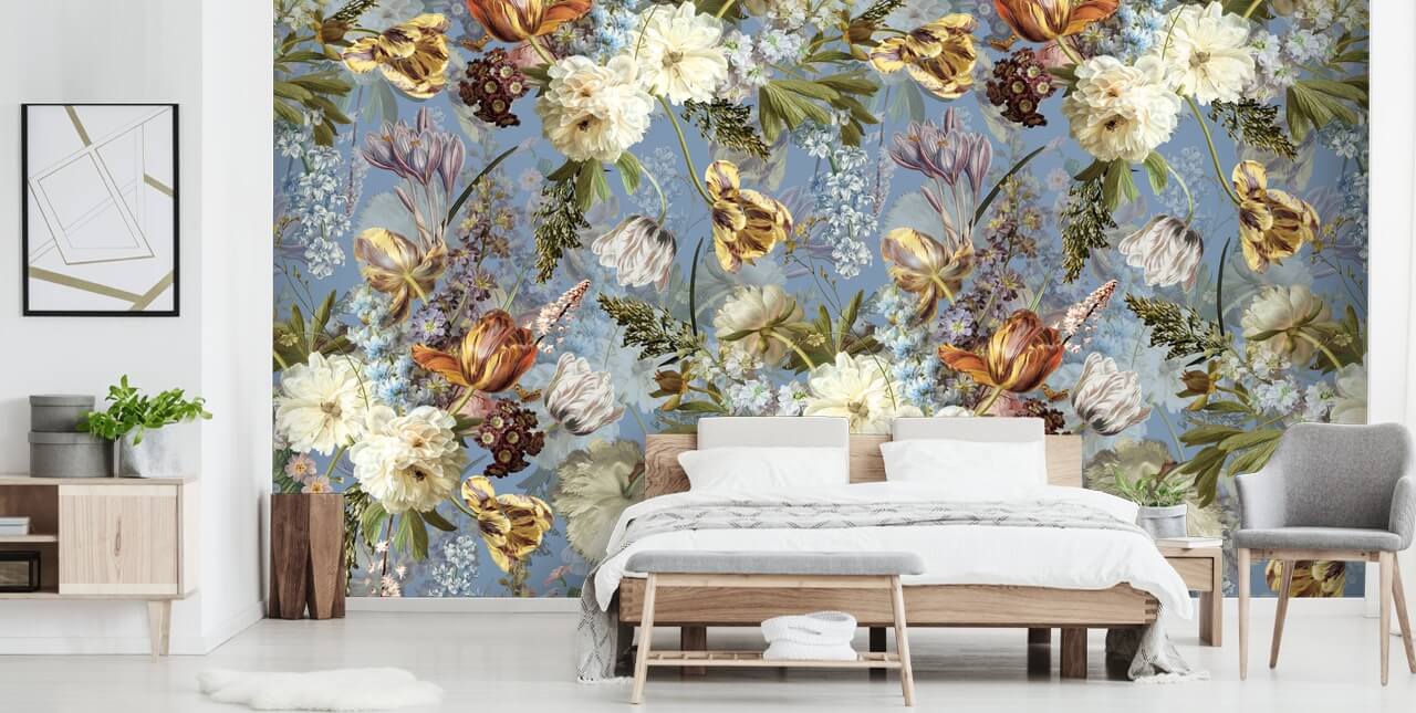 lush dutch spring flowers garden wallpaper