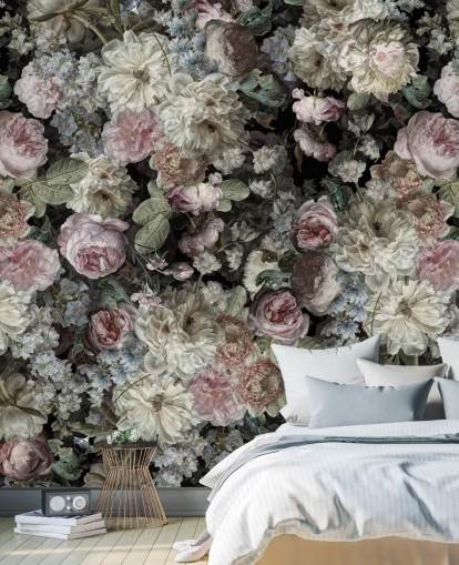 papier peint de fleurs vintage aux tons pastel papier peint de fleurs vintage aux tons pastel