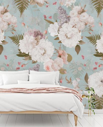 papel pintado peonía rosa claro y blanco papel pintado peonía rosa claro y blanco