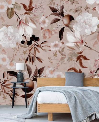 støvede lyserøde blomster tapet støvede lyserøde blomster tapet