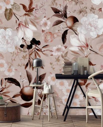 papel pintado floral rosa polvoriento papel pintado floral rosa polvoriento