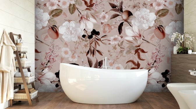 dusty pink floral wallpaper