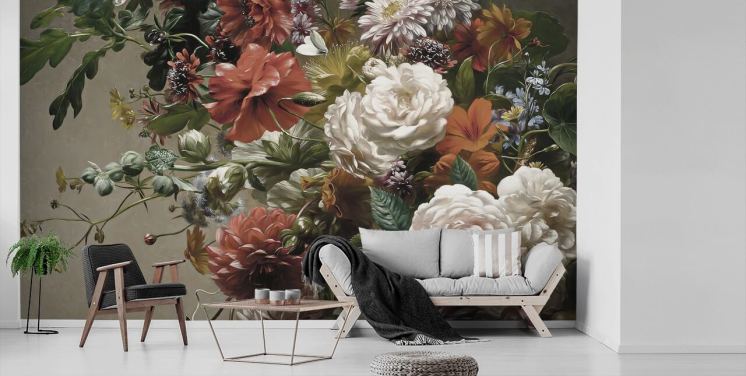 bukett med vackra blommor tapeter