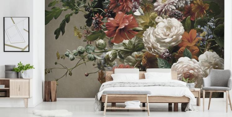 buket med smukke blomster tapet