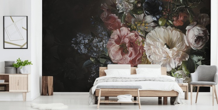 papier peint floral foncé