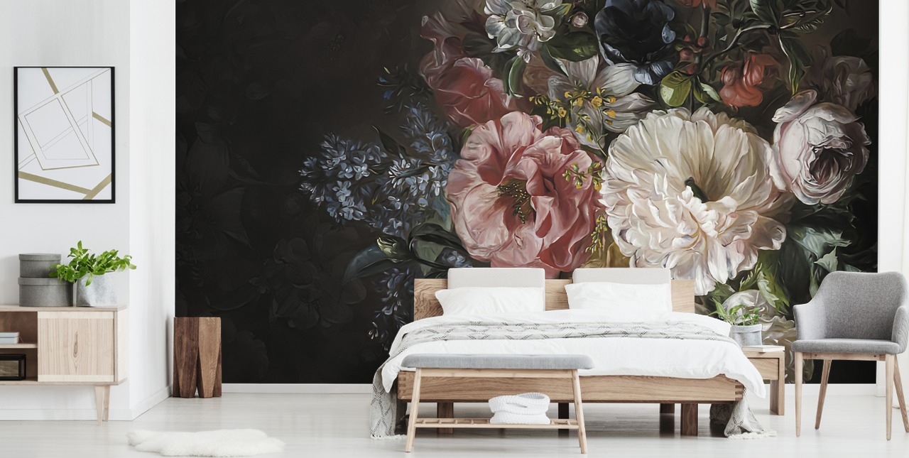 mørk floral tapet