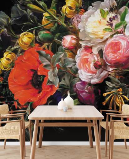 dark floral poppy and rose wallpaper dark floral poppy and rose wallpaper