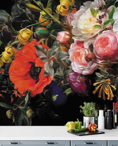 dark floral poppy and rose wallpaper dark floral poppy and rose wallpaper