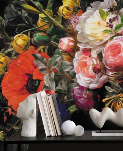 mørk floral valmue og rose tapet mørk floral valmue og rose tapet