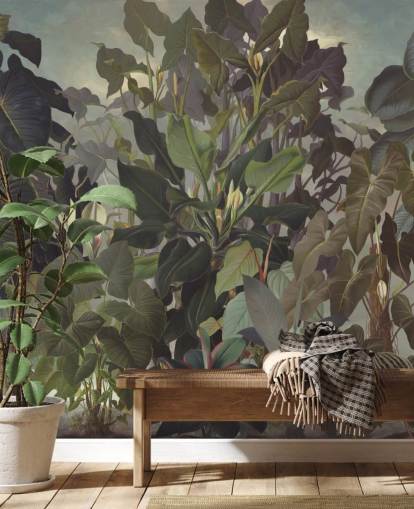 papel de parede ilustração frondosa selva papel de parede ilustração frondosa selva