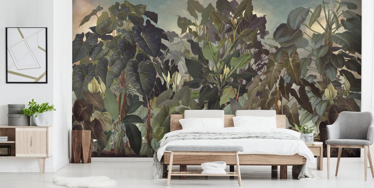 grønne jungle illustration tapet
