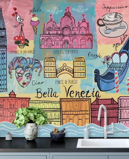 farverige venedig illustration tapet farverige venedig illustration tapet