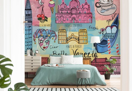 papel de parede colorido ilustração veneza