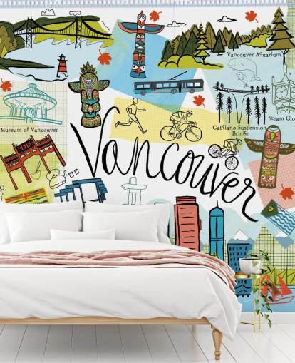 papel pintado colorido vancouver illustration papel pintado colorido vancouver illustration